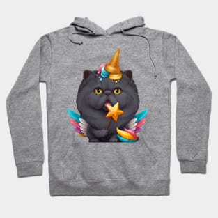 Black Persian Cat Ice Cream Unicorn Hoodie